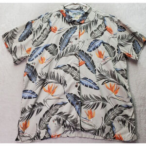 Big Dog Shirt Women XL Multi Hawaiian 100% Rayon Short Sleeve Collar Button Down